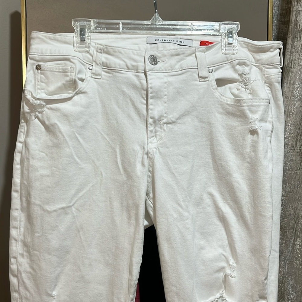 Celebrity Pink white distressed Jean